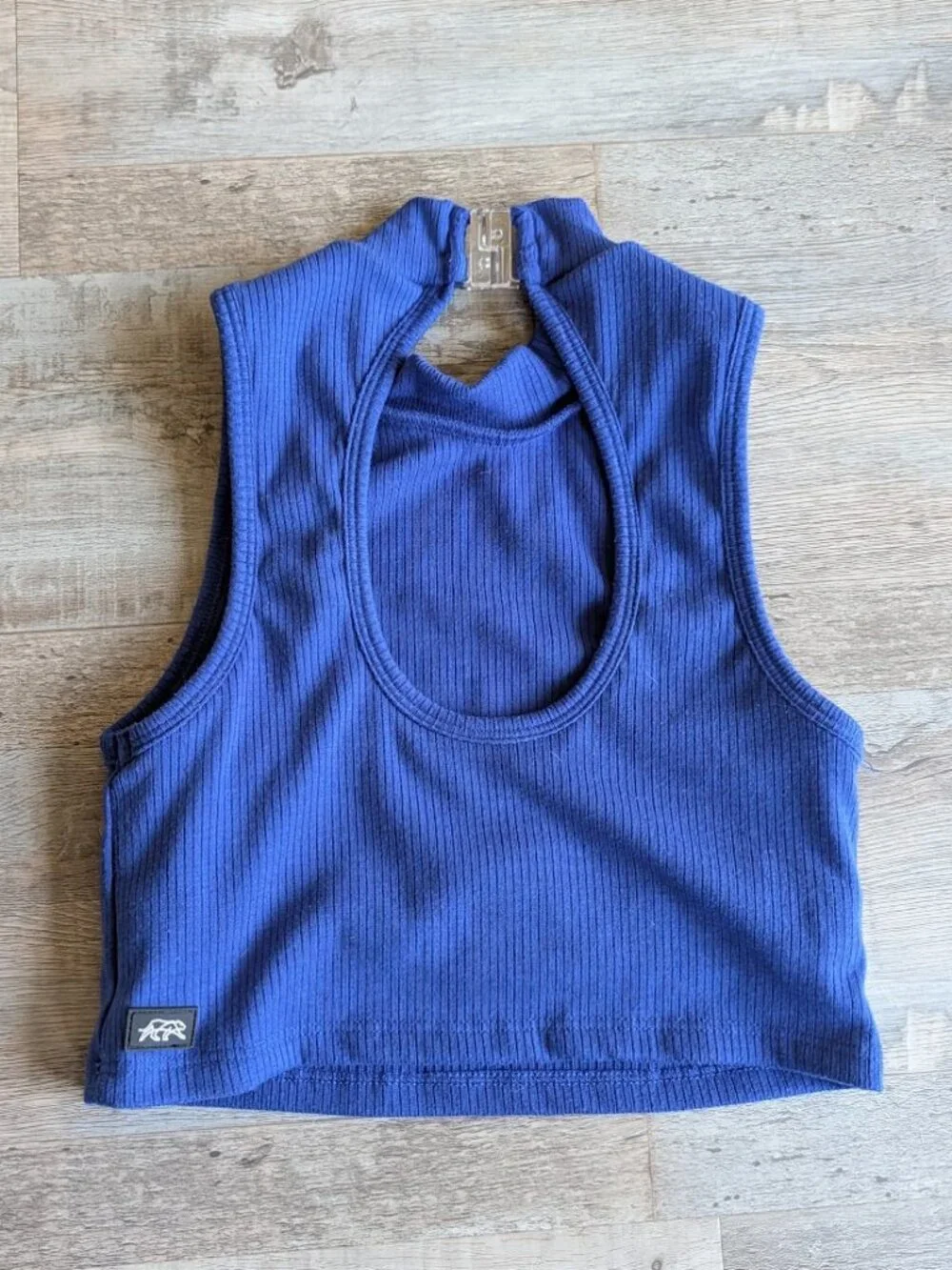 Tiger Friday Authentic Crop in Indigo Blue Ribbed Dance Top Child XL (CXL)